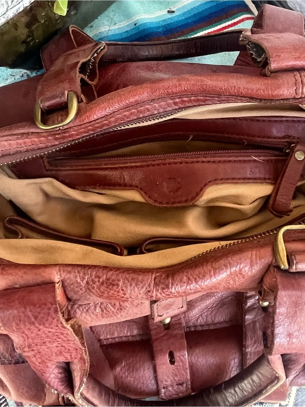 Vintage Lucky Brand Brown Leather Satchel Purse